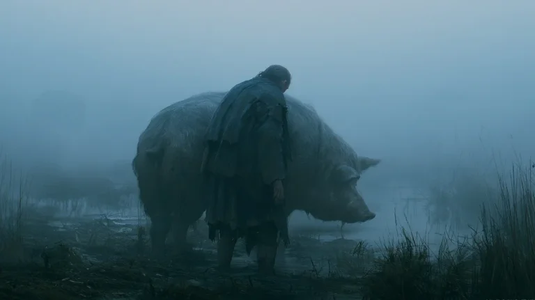Ragged Wanderer in Misty Greek Swamp