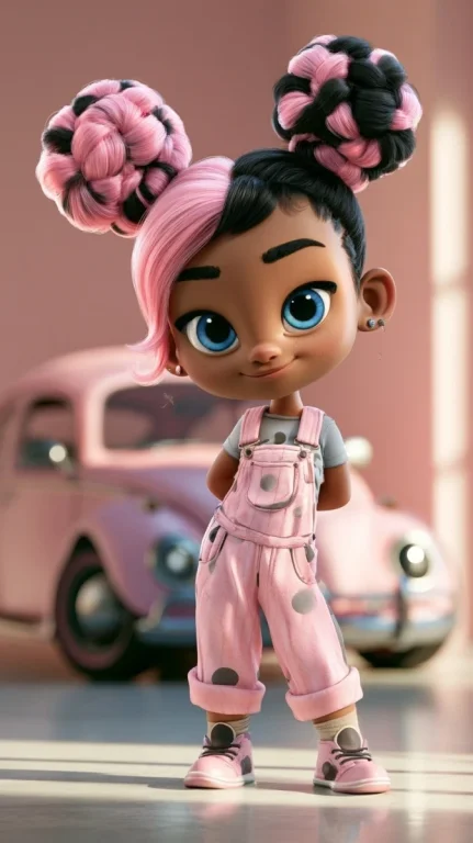 Chibi Girl With Retro Beetle
