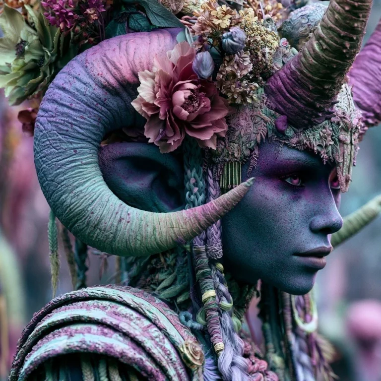 Purple Demon Woman in Roman Garb