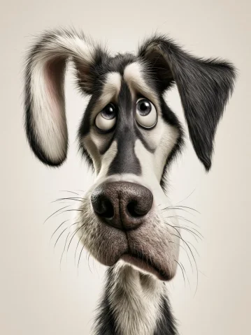 Goofy Husky Caricature Portrait — Nano Banana 2 AI Prompt: An exaggerated caricature portrait of a goofy and slightly clumsy siberian husky...
