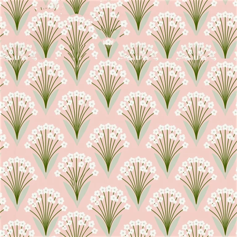 Art Deco White Floral Tile Pattern