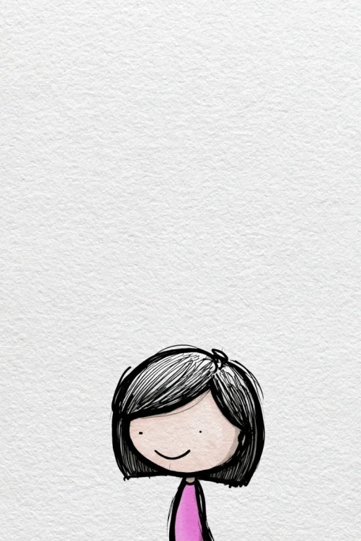 Felt-Tip Doodle Girl In Negative Space