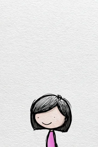 Felt-Tip Doodle Girl In Negative Space — Nano Banana 2 AI Prompt: A vertical orientation minimalist doodle illustration on textured white paper. T...