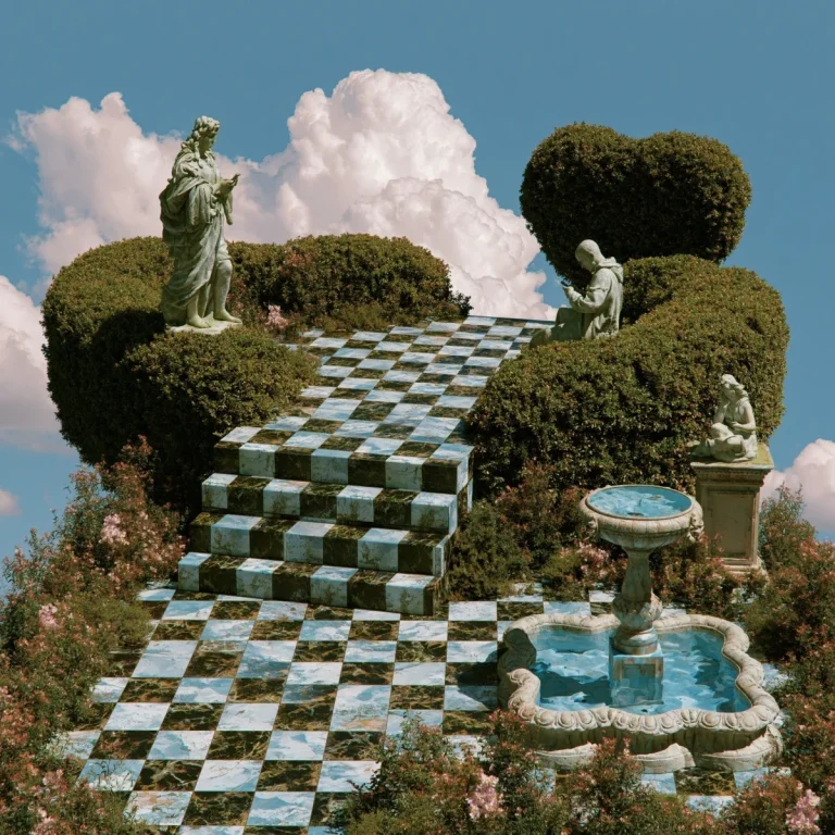 Checkerboard Path With Phone Statues