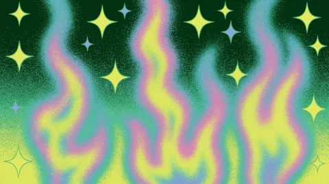 90s Airbrush Flames and Sparkles — Nano Banana 2 AI Prompt: Airbrush illustration flames and sparkles as gradients background, green yellow...