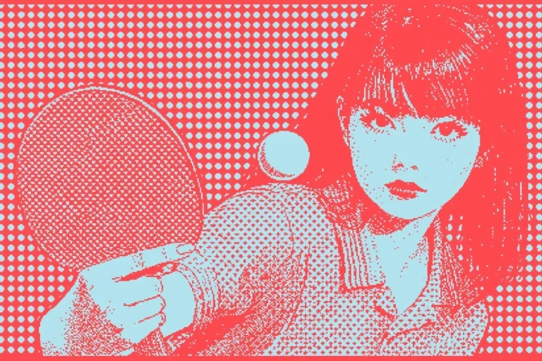 Red and White Ping Pong Player