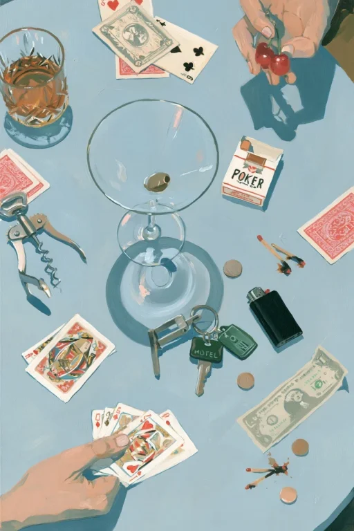 Gambling Night Still Life Overhead