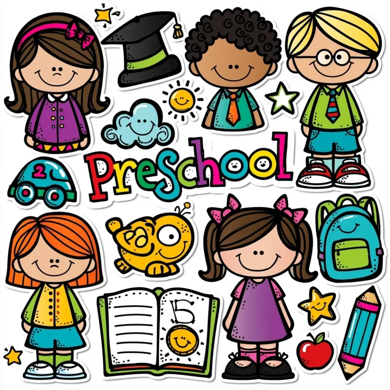 Preschool Clipart Sticker Set