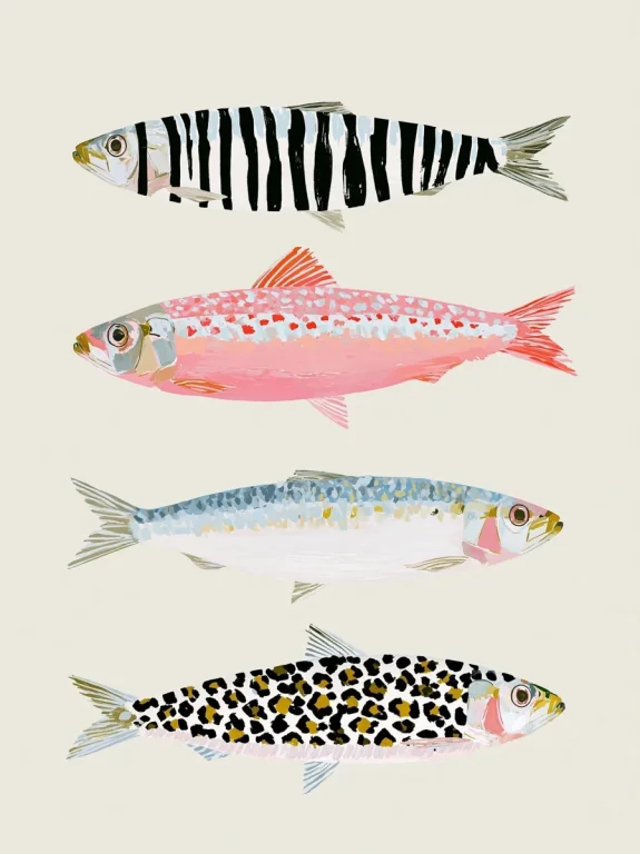 Three Patterned Sardines Vector