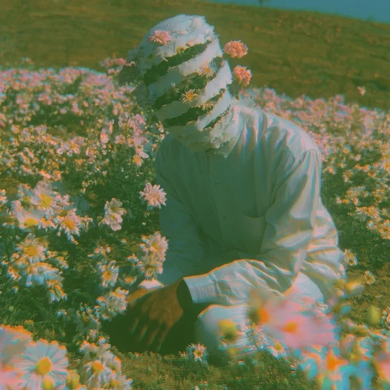 Cracked Mask Blooming With Flowers