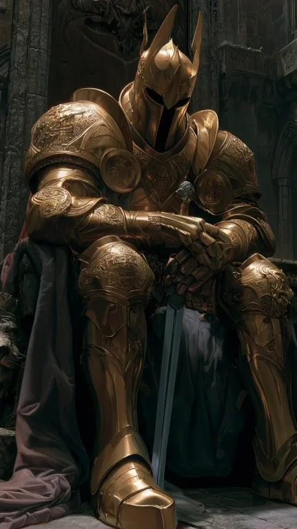 Golden Armored Knight on Throne