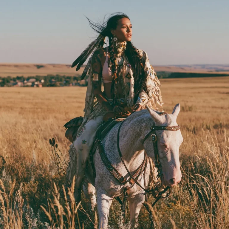 Native American Rider in Open Field