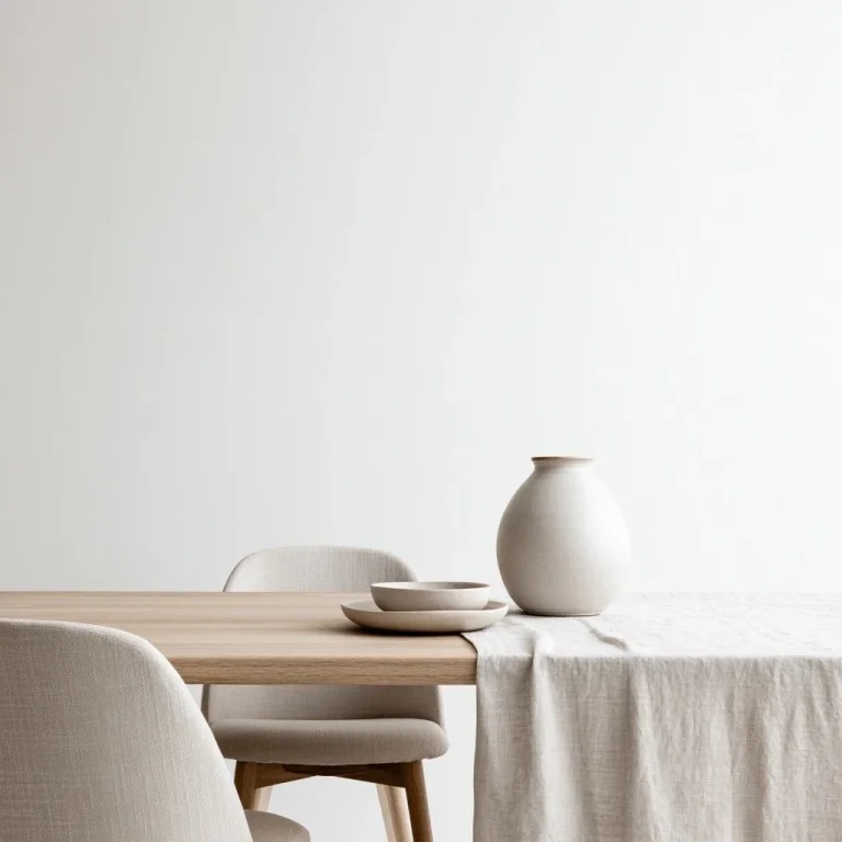 Japandi Dining Room With Blank Wall