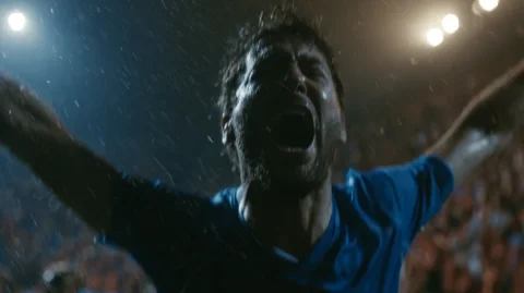 Explosive World Cup Goal Celebration — Nano Banana 2 AI Prompt: explosive goal celebration by a soccer player, sprinting toward camera with arms...