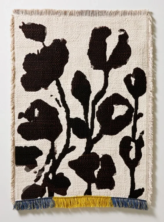Woven Blanket With Abstract Florals