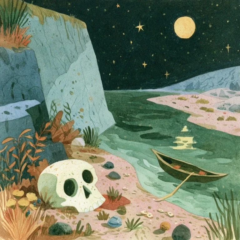 Watercolor Skull by the River Styx