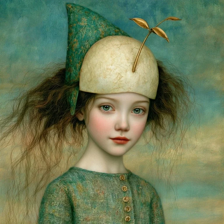 Porcelain Mask With Golden Sprout