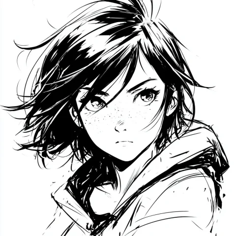 Bold Anime Ink Outline Conversion — Nano Banana 2 AI Prompt: Insert given image reimagined as bold anime ink outline, pure white background,...