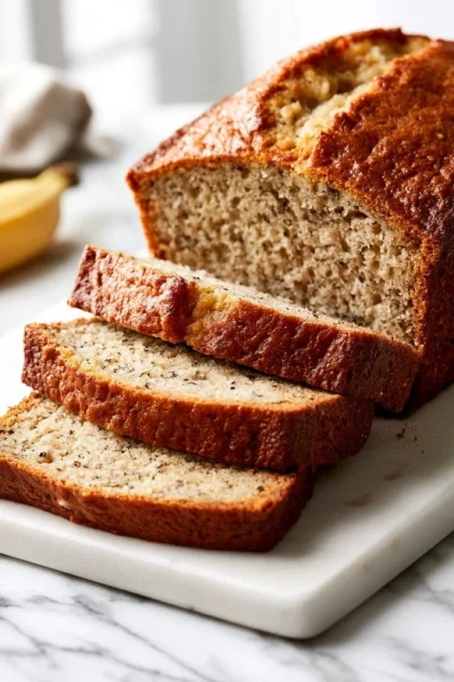 Greek Yogurt Banana Bread on Marble