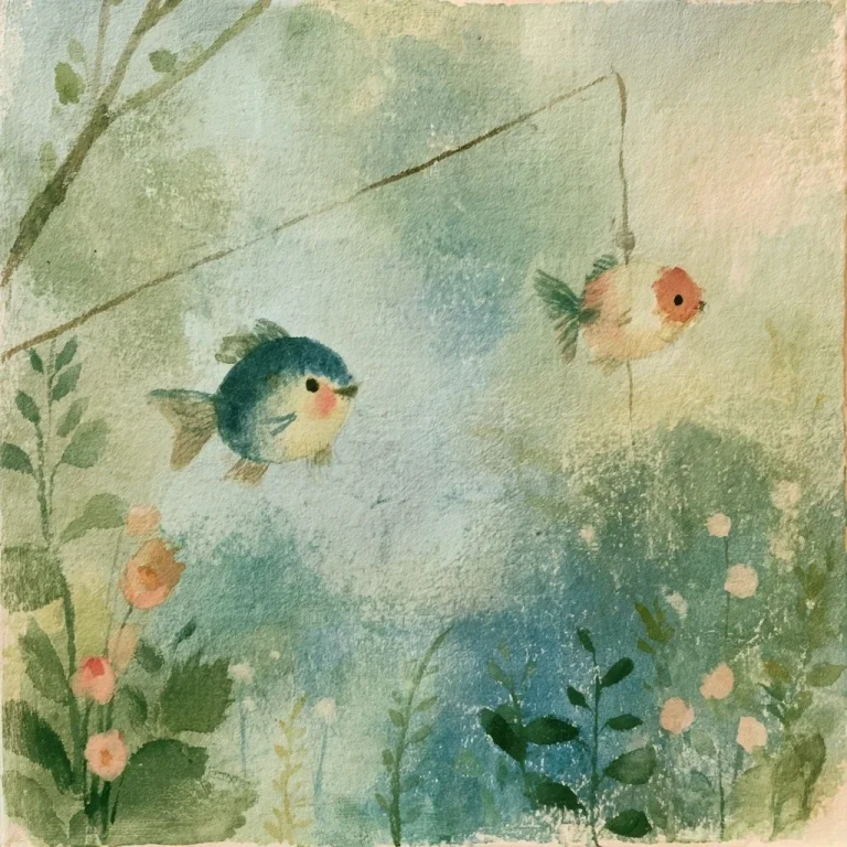 Storybook Fish on a Fishing Line