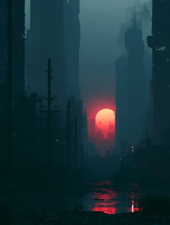 Retro Futuristic Dystopian City