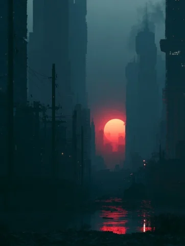 Retro Futuristic Dystopian City — Nano Banana 2 AI Prompt: A dystopian society world, retro futuristic, city, sigma 70-200mm camera lens, 4...