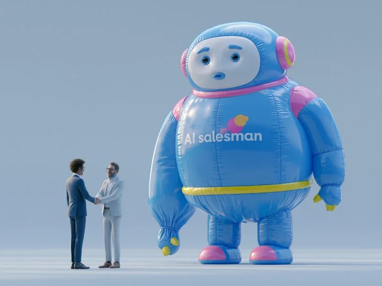 Deflating AI Salesman Robot Satire