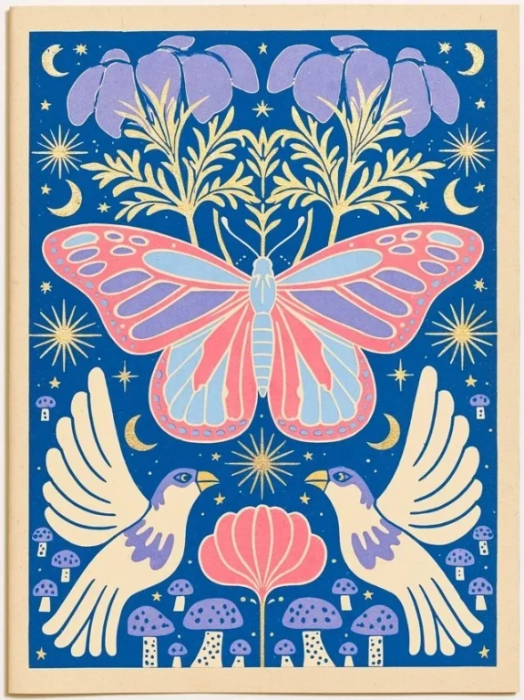 Symmetrical Butterfly on Deep Blue