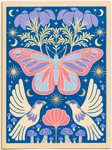 Symmetrical Butterfly on Deep Blue — Nano Banana 2 AI Prompt: a decorative and symmetrical illustration on a deep blue canvas. a prominent but...