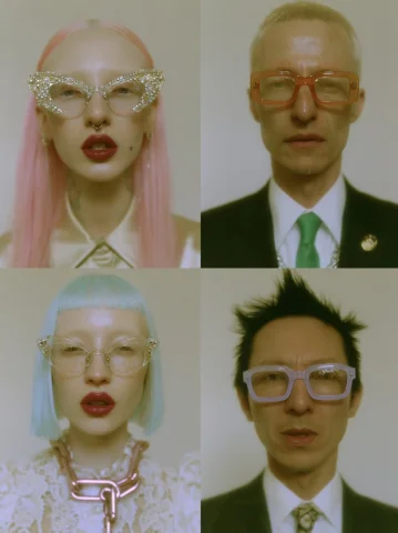 Four-Portrait Grid With Quirky Glasses — Nano Banana 2 AI Prompt: Four individual portraits are arranged in a grid against a neutral background. I...