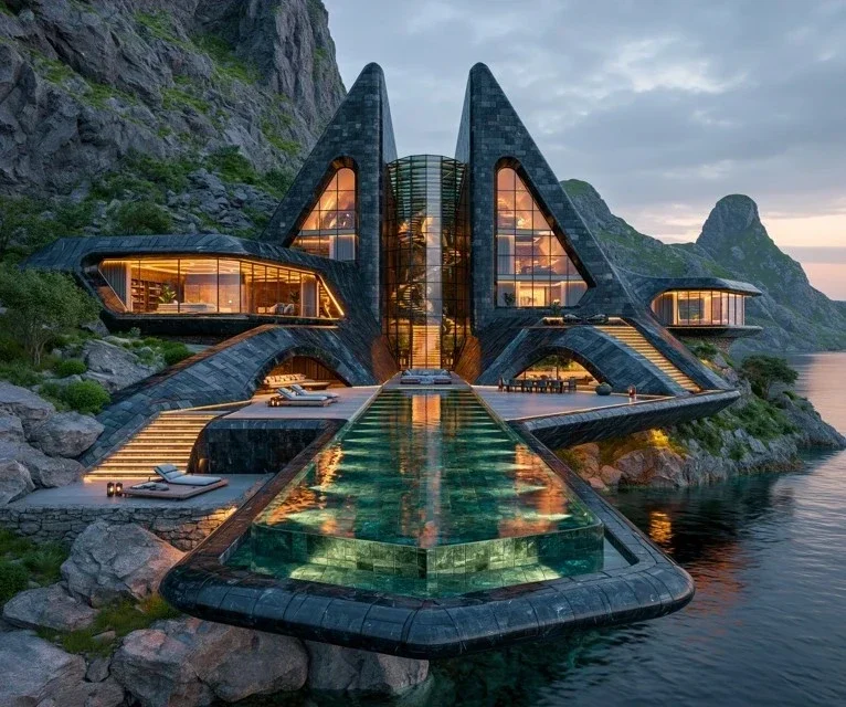 Black Castle Villa With Infinity Pool