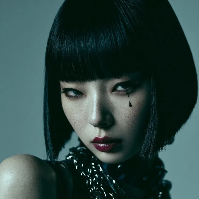 Cyber-Noir Bob Cut Portrait