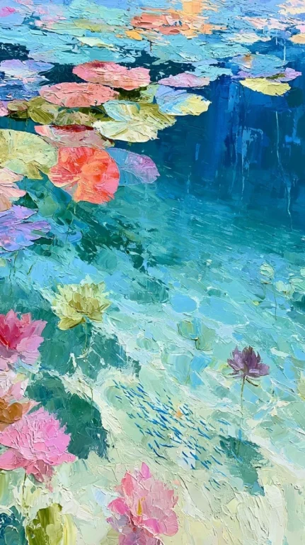 Sunlit Spring With Water Lilies