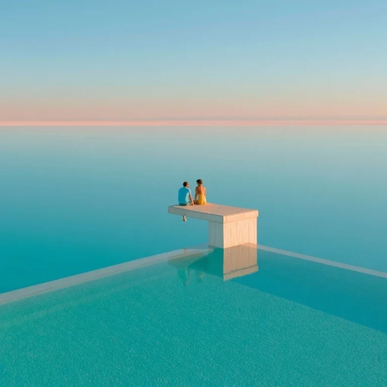 Drone View Of Pool Diving Board