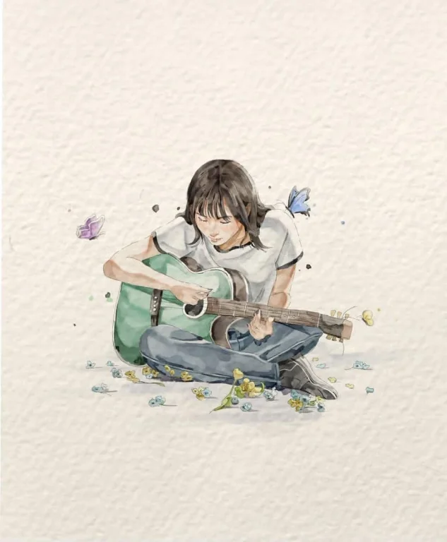 Minimal Japanese Watercolor Illustration
