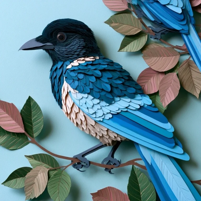 Azure-Winged Magpie Illustration