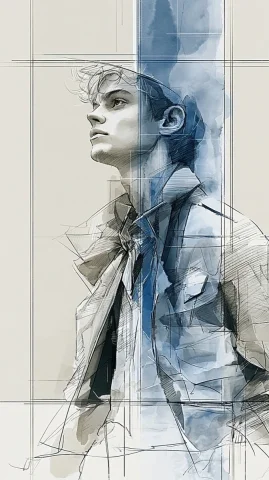 Portrait of a Young Man — Nano Banana 2 AI Prompt: a young man(maybe 18 years old), see forward, tight shot, looking leftside, desa...
