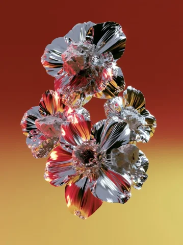 Abstract Floral Art — Nano Banana 2 AI Prompt: abstract flowers, chrome like, shiny, with petals and lots of detail, hyper real...