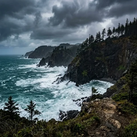 Panoramic Coastal Cliff Landscape — Nano Banana 2 AI Prompt: masterpiece, realistic photo, landscape, Panoramic cliffs, crashing turquoise wa...