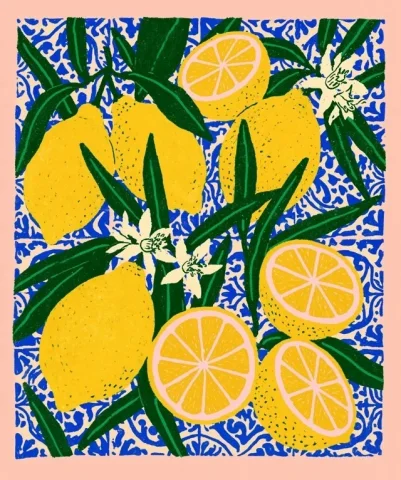 Midjourney Top Illustration #48 — Midjourney v6 AI Prompt: This horizontal seamless print features a white background with blue patterns of...