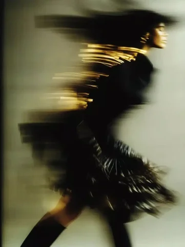 Prada Model in Vogue — Midjourney v6 AI Prompt: Paolo Roversi for a vogue magazine, fashion editorial 1995, full length, paper m...