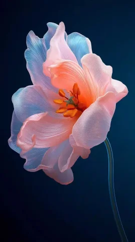 3D Glass Tulips Design — Midjourney v6 AI Prompt: A 3D transparent glass tulips with intricate design: crystalline petals reflect...