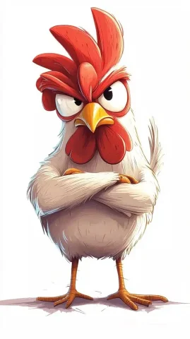 Cartoon Chicken in Disney Style — Midjourney v6 AI Prompt: A cartoon-style drawing of an angry chicken, on a white background, in the style...