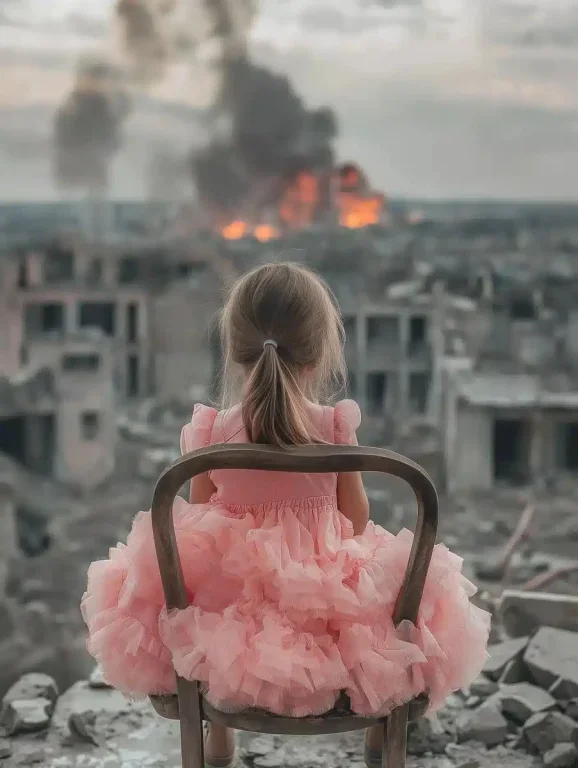 Child in Ruins Surreal Contrast