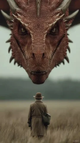 Cinematic Dragon Flight Perspective — Midjourney v6 AI Prompt: first person view of a person mounted a red dragon and flying over a blurred fie...
