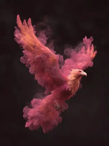 Phoenix Rising Digital Painting — Midjourney v6 AI Prompt: Photo of a A phoenix bird rising from the ashes, fantasy art style, digital pain...