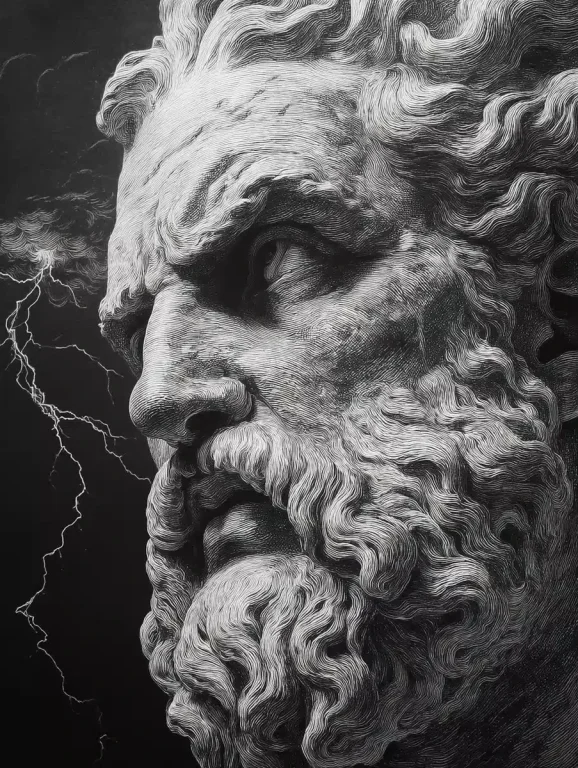 Realistic Zeus Portrait Lightning
