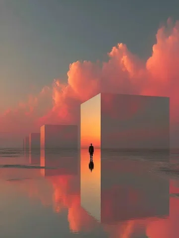 Surreal Sci-Fi Landscape Art — Midjourney v6 AI Prompt: surreal sci-fi landscape, ethereal atmosphere, floating geometric structures, so...