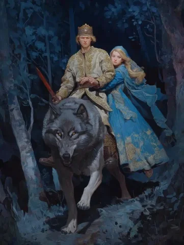 Slavic Mythology Oil Painting — Midjourney v6 AI Prompt: detailed Highly oil painting, slavic mythology, Dramatic, In A mystical Forest a...