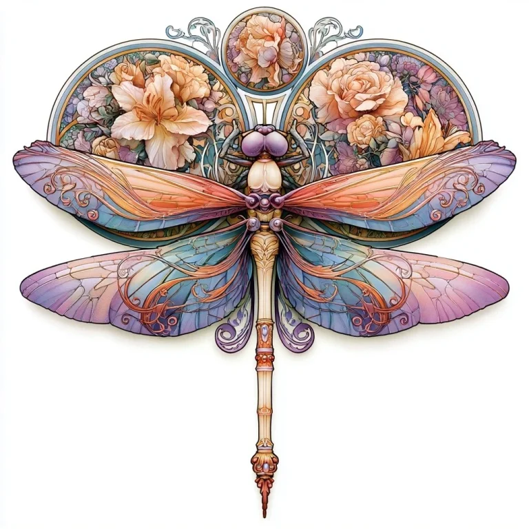 Dragonfly in Mucha Style